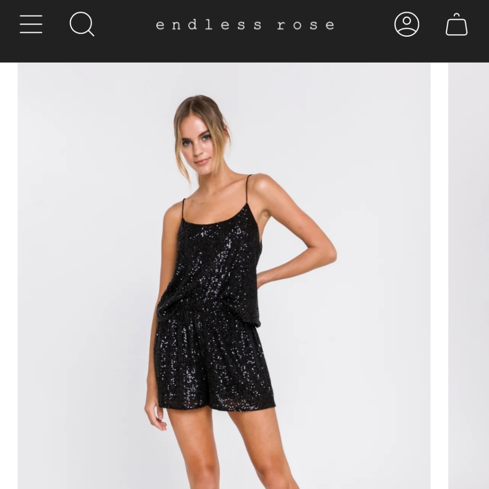 Sequin Teal fabric Tank top and Shorts Set by endless rose